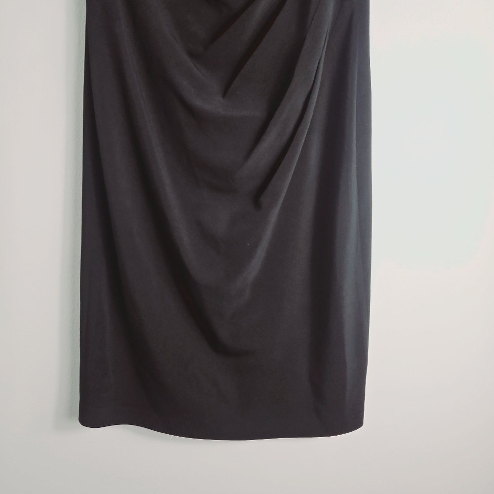 Adrianna Papell Black Cocktail Knee Length Sleeveless Pleated Dress - Picture 3 of 7